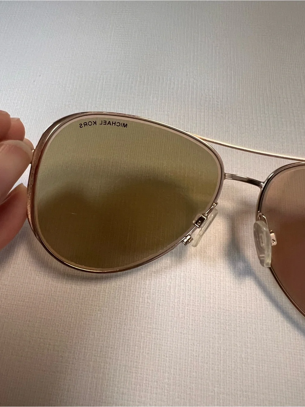 Michael Kors Aviator Sunglasses in Rose Gold and Brown